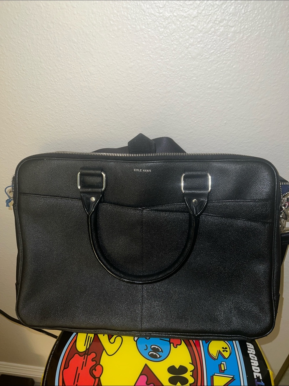Cole Haan Black Leather Business Briefcase for Men